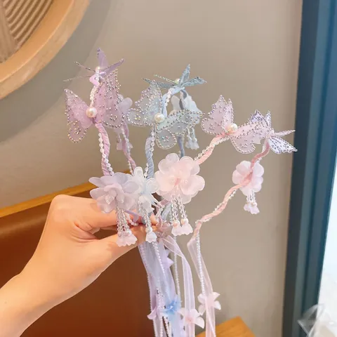 Fascia per Capelli Floreale per Bambini Nastro in Rete Copricapo Principessa Spettacolo Stile Antico Accessorio per Capelli