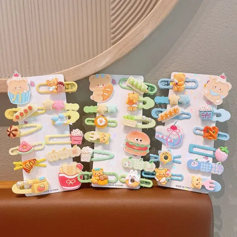 Bambini Carino Cartone Animato Mollette per Capelli Set Plastica Becco d'Anca Laterale Fermagli Carino Orso Frutta Accessori per Capelli per Ragazze