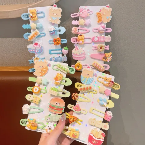 Bambini Carino Cartone Animato Mollette per Capelli Set Plastica Becco d'Anca Laterale Fermagli Carino Orso Frutta Accessori per Capelli per Ragazze