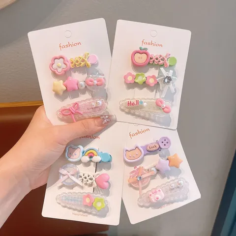 Bonito Juego de Pinzas para el Pelo Color Macaron para Niños Horquillas Dulces para Niñas Accesorios Decorativos