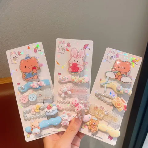 Set di Fermagli per Capelli con Cartoni Animati per Bambini Animali Frutta Forcine Accessori per Capelli per Piccole Ragazze