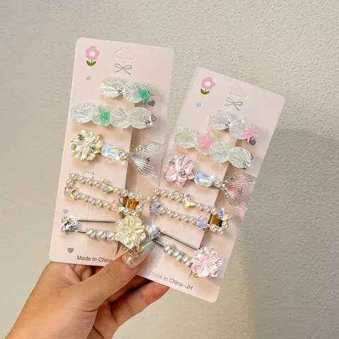 Set di Fermagli per Capelli per Ragazze Sirena Conchiglia Stella Marina Perla Artificiale forcine Accessori Carini per Bambini