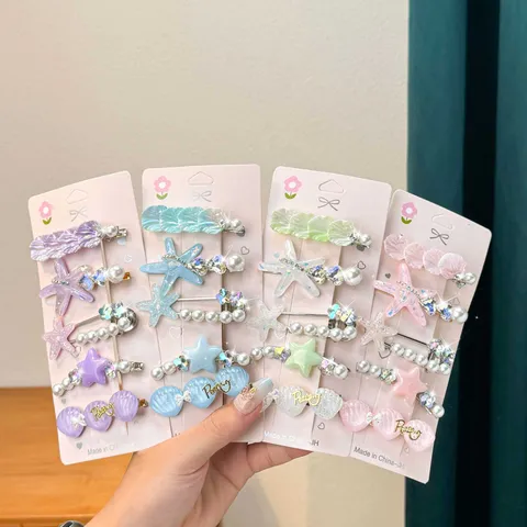 Bambini Fermagli per Capelli Set Perla Stella Marina Conchiglia Forcine Carine Dolci Clip Laterali Accessori per Capelli Per Ragazze Bambini Usura Quotidiana