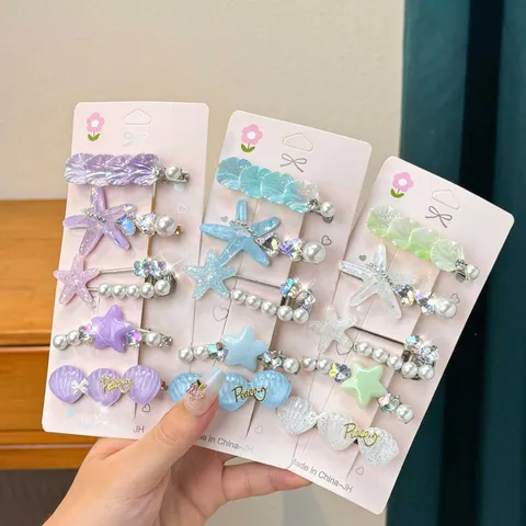 Bambini Fermagli per Capelli Set Perla Stella Marina Conchiglia Forcine Carine Dolci Clip Laterali Accessori per Capelli Per Ragazze Bambini Usura Quotidiana