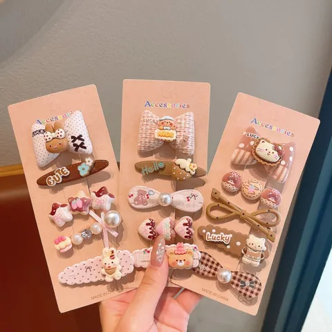 Carino Cartone Animato Fiocco Orso Coniglio Fermagli per Capelli Set Dolce Ragazze Becco d'Anatra Accessori Moda Bambini Copricapo