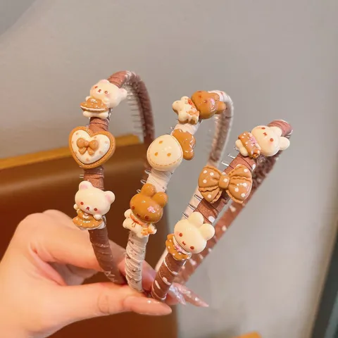 Cerchietto Carino Avvolto In Tessuto Per Bambini Con Denti Antiscivolo Resina Orsetto Coniglietto Accessori Per Capelli Per Ragazze Uso Quotidiano