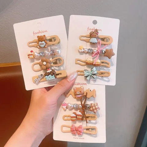 Set di Fermagli per Capelli per Bambini Lega Resina Perla Artificiale Simpatico Animale Cartone Animato Forcine Accessori per Capelli da Principessa per Ragazze