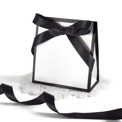 Minimalist Gift Paper Bags With Bow Ribbon Small Large Tote Bags For Party Wedding Souvenir Packaging Shopping Bags