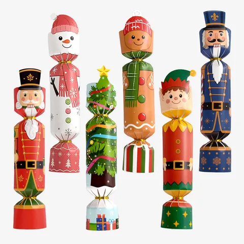 Weihnachts Party Geschenkverpackung Boxen Cracker Süßigkeiten Papierbox Set Nussknacker Schneeflocke Design Feiertag Party Zubehör