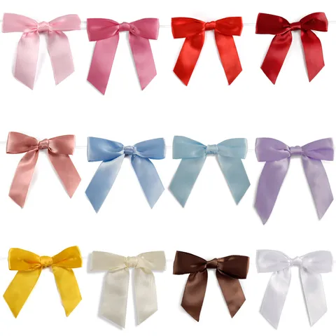 Decorative Satin Ribbon Bow with Wire Ties for Gift Boxes Wedding Party Decoration Bowknot Packaging Accessories