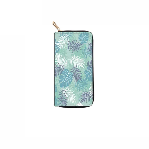Women Long PU Leather Zipper Wallet Ethnic Botanical Floral Print Clutch Purse Fashion Card Holder Handbag