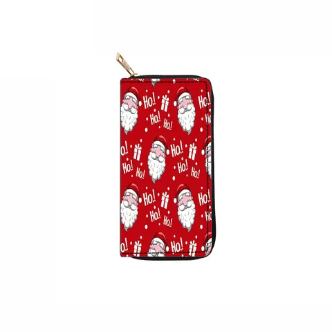 Christmas Series Long Zipper Wallet PU Leather Printed Clutch Purse Holiday Card Holder Multi Slot Women Wallet Gift