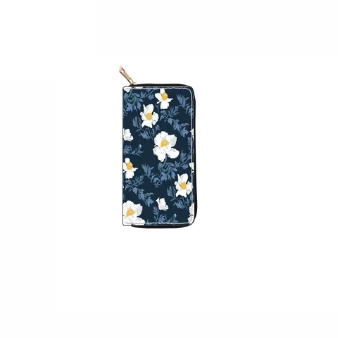 Women's Fashion Floral Print Long Zipper Wallet PU Leather Clutch Purse Card Holder