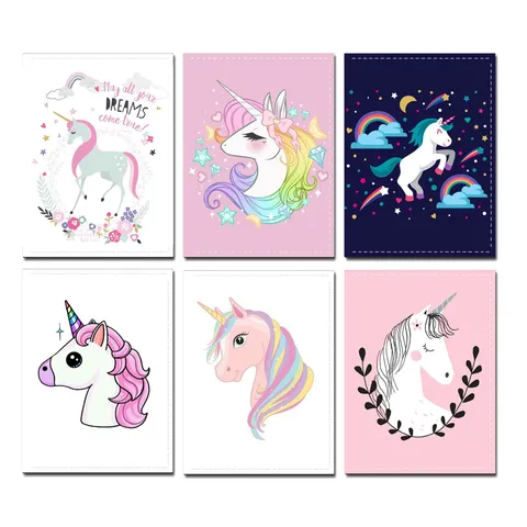 Unicorn Print PU Leather Passport Holder Travel Document Organizer Credit Card Holder Cute Cartoon Card Case For Women Men