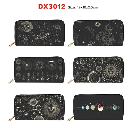 Women Long PU Leather Zip Wallet Cosmic Starry Sky Printed Clutch Purse Daily Casual Handbag Fashion Purse