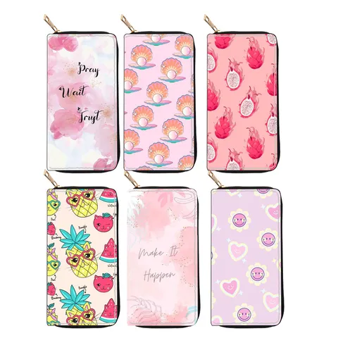 Women Long Zipper Wallet PU Leather Printed Purse Fashion Card Holder Clutch Bag For Daily Use And Travel