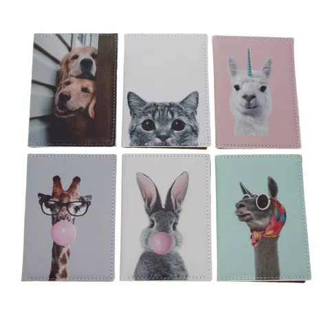 Cute Animal Printed PU Leather Passport Holder Travel Card Organizer Portable Waterproof ID Document Holder For Women Men