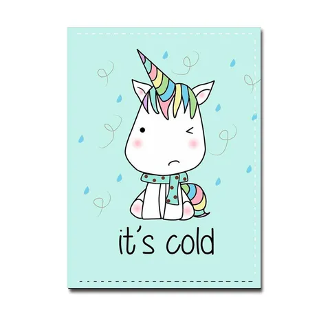 Unicorn Cartoon PU Leather Passport Holder Travel Document Organizer Cute Student Passport Cover