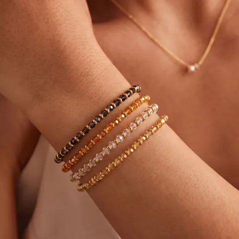 Bohemian Colorful Crystal Beaded Bracelet For Women Stainless Steel Chain Adjustable Heart Pendant Fashion Jewelry Gift