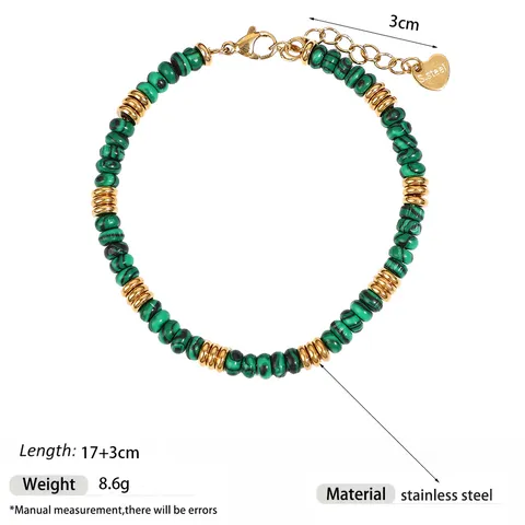 Natural Stone Beaded Bracelet Stainless Steel Heart Pendant Multi Color Crystal Personalized Women Jewelry Light Luxury Adjustable Hand Chain