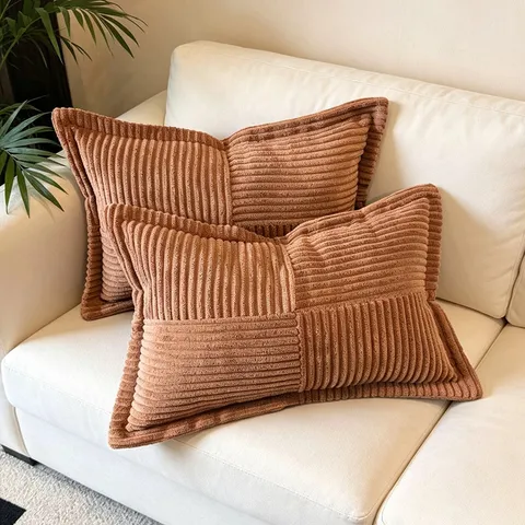 Minimalistische Effen Kleur Corduroy Sierkussenhoes Decoratieve Vierkante Kussenhoes Voor Woonkamer Bank Huisdecoratie