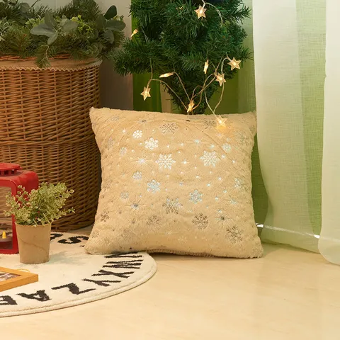 Weihnachten Schneeflocke Plüsch Sofa Kissenbezug Weich Bequem Wohnzimmer Kissenhülle Festliche Heimdekoration