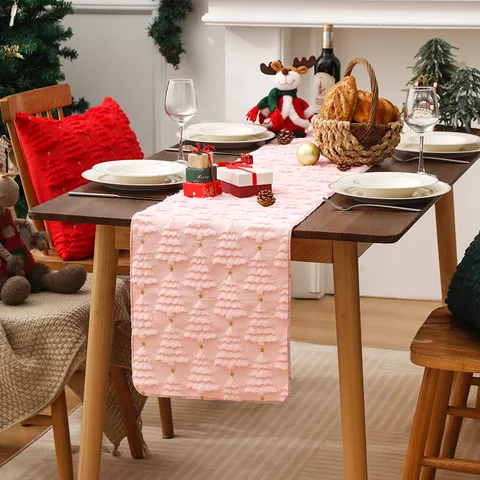 Runner da Tavola Albero di Natale Motivo a Stelle Tessuto Lavorato a Maglia Decorazione per la Tavola delle Feste per Casa Sala da Pranzo Soggiorno