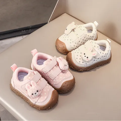 Neonata Bambina Antiscivolo Suola Morbida Scarpe per Primi Passi Carino Coniglio Peluche Pois Anticalcio Scarpe Principessa