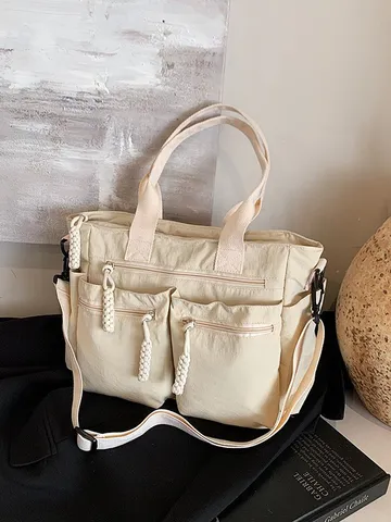 Koreanischer Stil Damen Nylon Tote Bag Große Kapazität Schulter Umhängetasche Mehrfach-Taschen Handtasche Tägliche Pendler Tasche