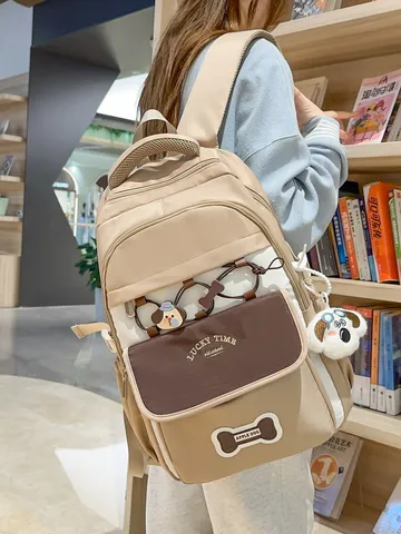 Scholiko Sakidio Platis apo Nylon Megalis Choritikotitas Colorblock Koreatikou Styl gia Gynaikes Efivous Casual
