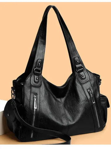 Vintage Große Kapazität PU Leder Tragetasche Für Damen Casual Pendler Umhängetasche Mehrfachtaschen Handtasche