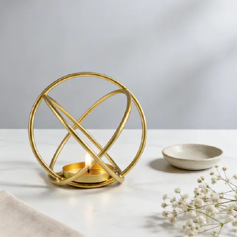 Candelabro Geométrico de Hierro Forjado Estilo Nórdico Portavelas de Té de Metal para Decoración del Hogar