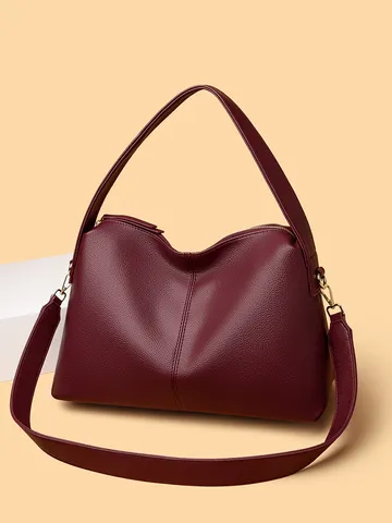 Damen Mode PU Leder Umhängetasche Minimalistisch Große Kapazität Tote Tasche Casual Tägliche Handtasche
