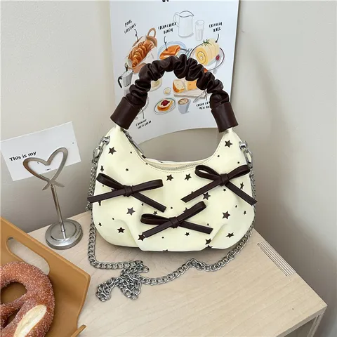 Damen Mode PU Leder Umhängetasche Süße Polka Dot Druck Dumpling Handtasche Stilvolle Kette Schultertasche Tägliche Handtasche