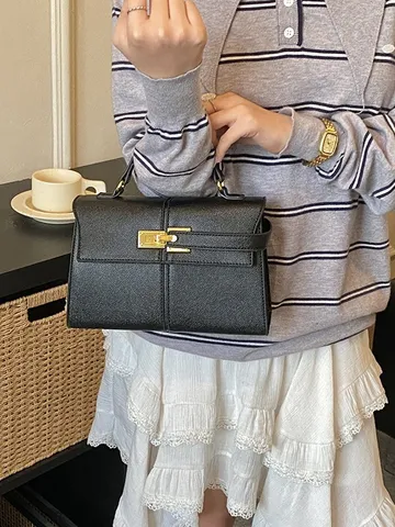 Borsa a Mano in Pelle PU Minimalista Donna Stile Designer di Lusso Borsa a Tracolla a Spalla di Moda
