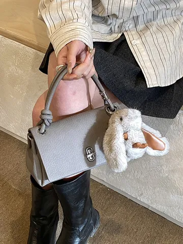 Damen PU-Leder Umhängetasche Einfarbig Urban Minimalistisch Schoudertas Kleine Quadratische Handtasche