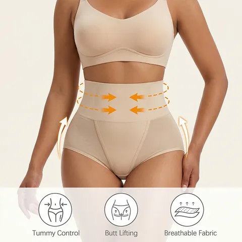 Women's High Waist Tummy Control Butt Lifting Shapewear Shorts Seamless Mesh Patchwork Postpartum Slimming Body Shaper Underwear