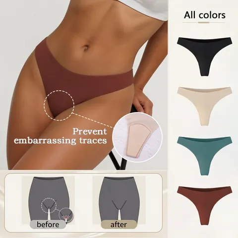 Intimo Tanga da Donna Senza Cuciture a Vita Bassa in Poliammide Altamente Elastica Tassello in Cotone G-string Invisibile