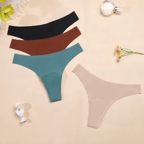 Intimo Tanga da Donna Senza Cuciture a Vita Bassa in Poliammide Altamente Elastica Tassello in Cotone G-string Invisibile
