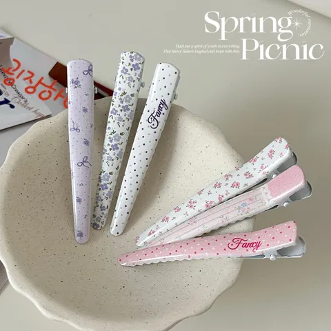 Sweet Floral Polka Dot Duckbill Hair Clips Fresh Barrettes Cute Hairpins Fashion Hair Accessories For Women