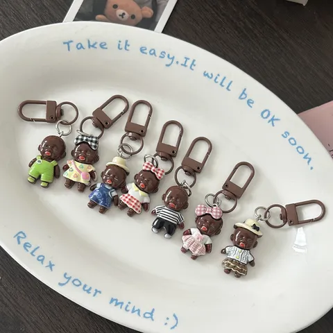 Funny Ugly Cute Doll Keychain Resin Cartoon Figure Bag Pendant Creative Trendy Accessories Key Ring Gift
