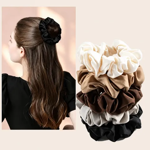 Elatici per Capelli in Raso da Donna Corde per Capelli ad Alta Elastica Tinta Unita Plissettato Accessori per Acconciatura Coda di Cavallo