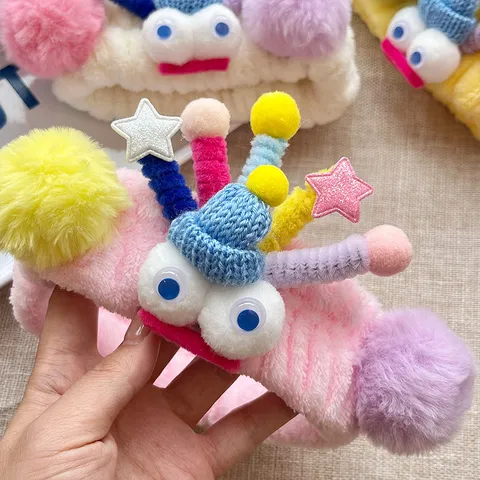 Cute Plush Funny Big Eye Hair Band Women Wide Brimmed Face Washing Headband Soft Coral Fleece Hair Hoop Headwear