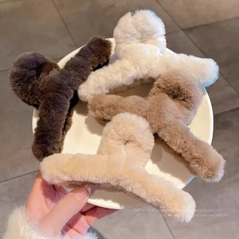 Molla Per Capelli In Peluche Soffice Grande Molla Squalo Inverno Tinta Unita Accessori Capelli Per Donne Ragazze