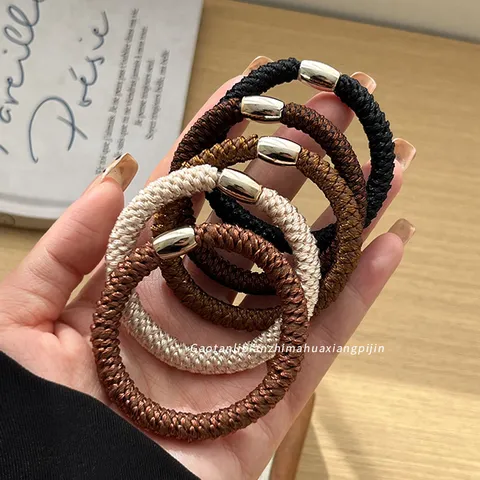 Elastici per Capelli Intrecciati Ispessiti Ad Alta Elasticità Porta Coda di Cavallo Colorati con Anello in Metallo Accessori per Capelli Donna