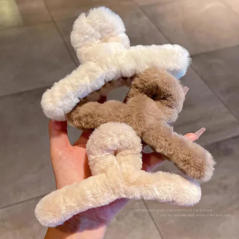 Molla Per Capelli In Peluche Soffice Grande Molla Squalo Inverno Tinta Unita Accessori Capelli Per Donne Ragazze