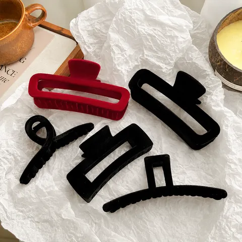 Molla per Capelli Floccata Retro Taglia Grande Molla per Squalo Geometrica Accessori per Capelli Eleganti Minimalisti Per Donne Ragazze