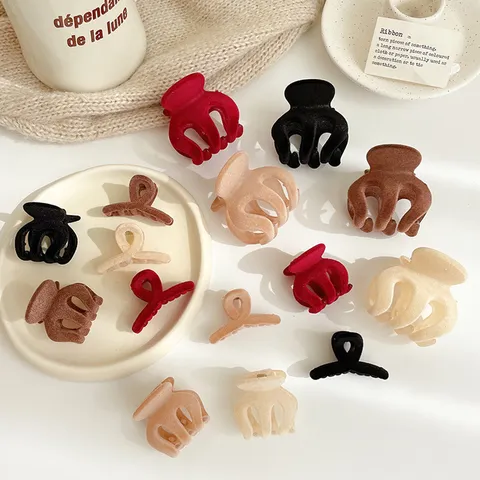 Molla per Capelli Floccata Antiscivolo Supporto per Coda di Cavallo Cuore Carino Geometrico Mini Mollette per Capelli Accessori per Styling Donna