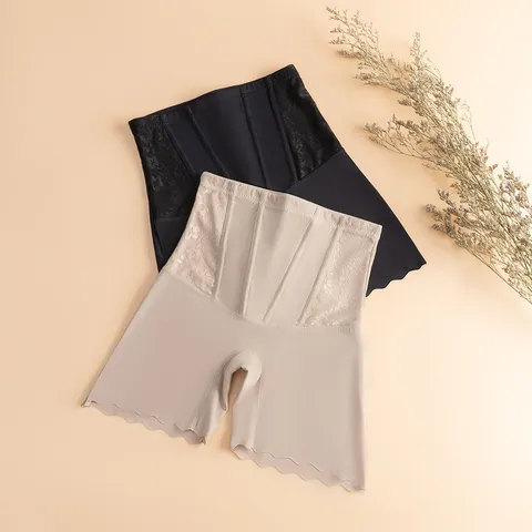 Women High Waist Tummy Control Shapewear Shorts Butt Lifter Body Shaper Nylon Lace Splicing Seamless Slimming Bottom Underwear