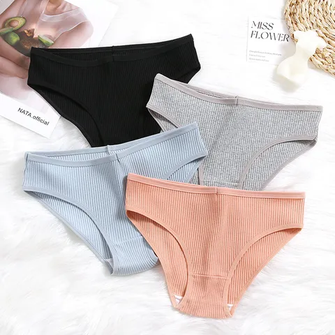 Women Seamless Striped Thong Low Rise Nylon Polyester Panties Comfortable Sexy Solid Color T-Back Briefs For Everyday Wear